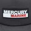 Image of the Mercury Marine Patch on the front of the Striped Trucker Cap