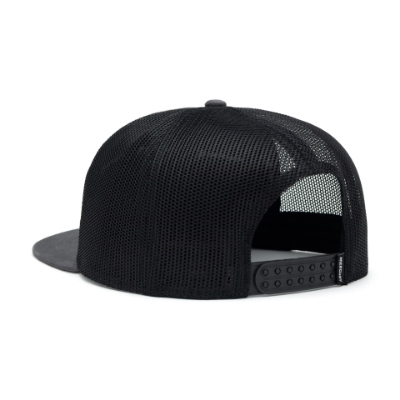 Left side view image of the Camo Leather Patch Cap with Mercury Patch on the front