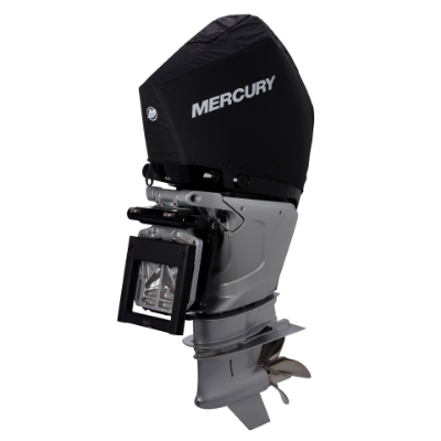 Front Image of the Mercury 300hp 4.6L V8 (Black) Vented Splash Cover on white background