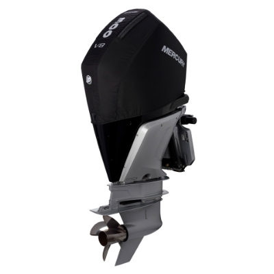 Front Image of the Mercury 300hp 4.6L V8 (Black) Vented Splash Cover on white background