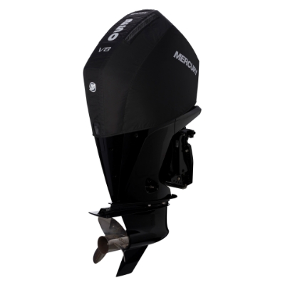 Front image of the Mercury 250hp 4.6L V8 (Black) Vented Splash Cover on white background