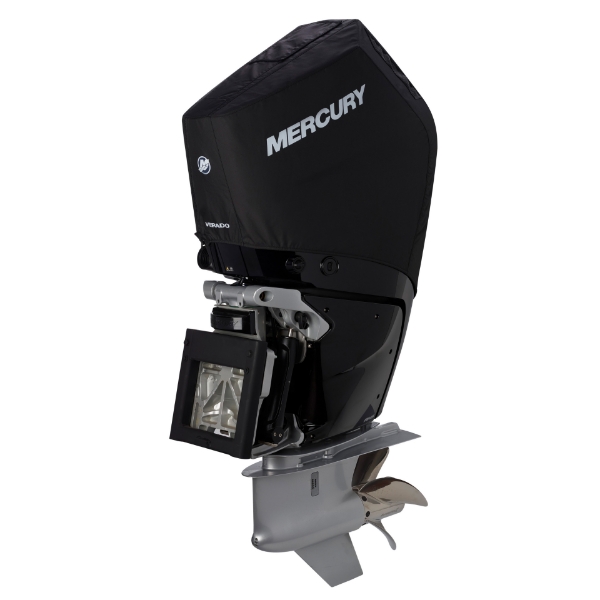 Front image of the Mercury 400hp 5.7L V10 (Black) Vented Splash Cover on white background