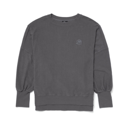 Image of a grey colored long sleeve with white Mercury logo on the left chest