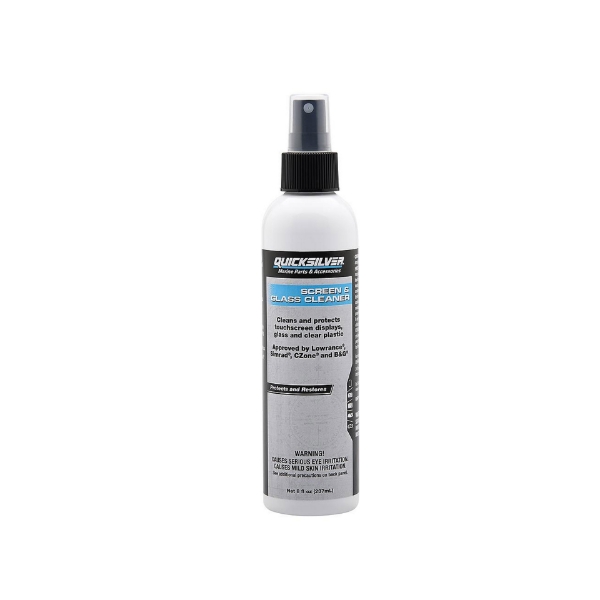 Front image of the Quicksilver Screen & Glass Cleaner 8 oz on white background