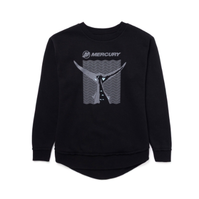 Image of the Tarpon Sweatshirt with Mercury text and icon graphic on the front