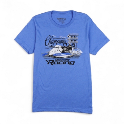 Image of the Mercury Racing Champions Tee with Mercury Racing and Champions graphics on the front