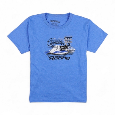Image of the Mercury Racing Youth Champions Tee with the Mercury Racing and Champions graphics on the front
