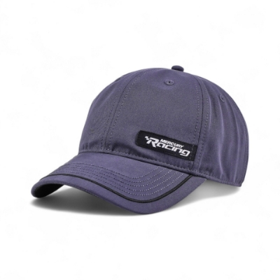 Left view image of the Mercury Racing Royal Emblem Hat with the Mercury Racing Patch on the front left