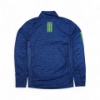 Image of the Navy Mercury Racing Long Sleeve Performance Shirt with the Mercury Racing logo and  three vertical green stripes on the upper back