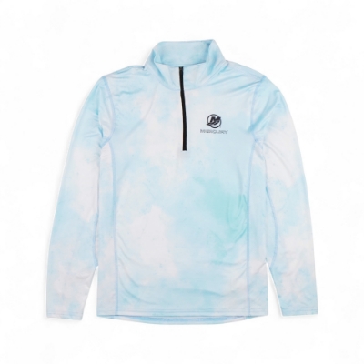 Front image of the Watercolor Quarter Zip Performance Shirt with Mercury logo on the left chest