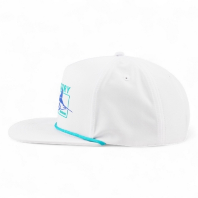 Left side image of the Carolina Hat with the rope and Mercury Marine graphic design on the front