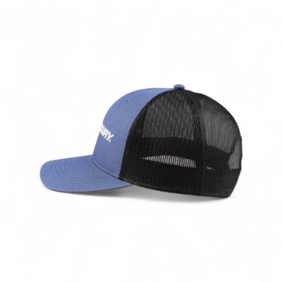 Image of the Slate Blue Logo Cap with white Mercury Logo embroidered on the front