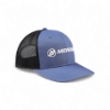 Right side image of the Slate Blue Logo Cap with white Mercury Logo embroidered on the front