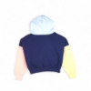 Mercury Racing Women’s Crop Hoodie – Back View with Colorblock Sleeves and Light Blue Hood