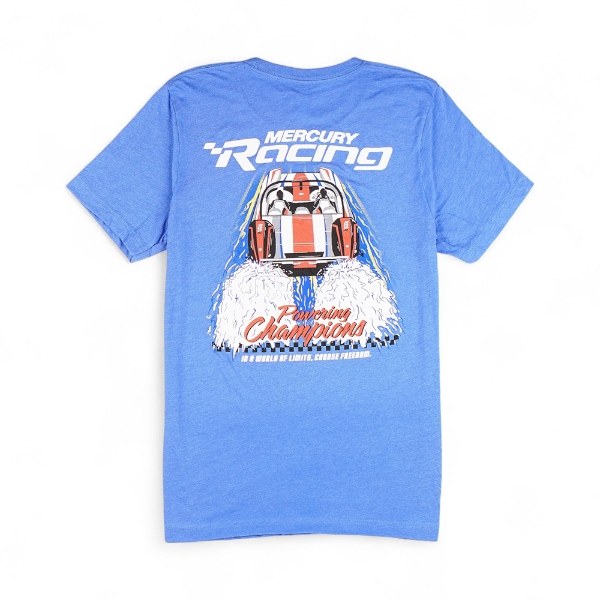 Mercury Racing Throttle Back Tee with back boat graphic