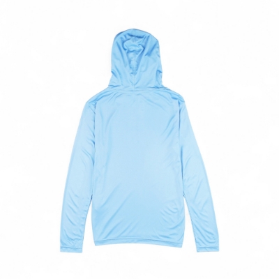 Mercury Marine Youth Retro Performance Hoodie sky blue front view with retro graphic