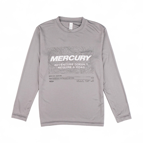 Mercury Marine Youth Precision Performance Shirt charcoal front view with bold graphic