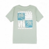 Mercury Marine Women’s Sunset Tee sage back view with coastal graphic and “Never Been Sad on a Boat” text