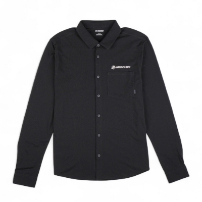 Mercury Marine OGIO Button Down black front view with chest logo and pocket