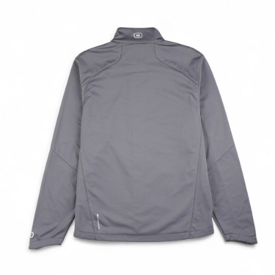 Mercury Marine OGIO Performance Soft Shell Jacket gray front view with chest logo and waterproof zipper