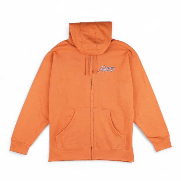 Mercury Marine Wide Open Full Zip Hoodie Adobe front view with script chest logo