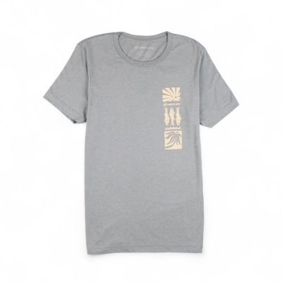Mercury Marine Sunline Tee front view in gray with vertical block graphic