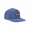 Front angled view of Mercury Racing Racecraft Hat in heathered blue showing structured crown and flat bill