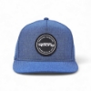 Front view of Mercury Racing Racecraft Hat in heathered blue with perforated panels and circular Mercury Racing logo patch