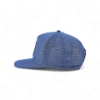 Rear angled view of Mercury Racing Racecraft Hat in heathered blue showing snapback closure and mesh perforation