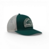 Green Mercury Marine mesh‑back hat shown from a left angle with embroidered patch on the front.