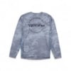 Back view of Mercury Racing performance long-sleeve shirt in water grey with large Mercury Racing graphic