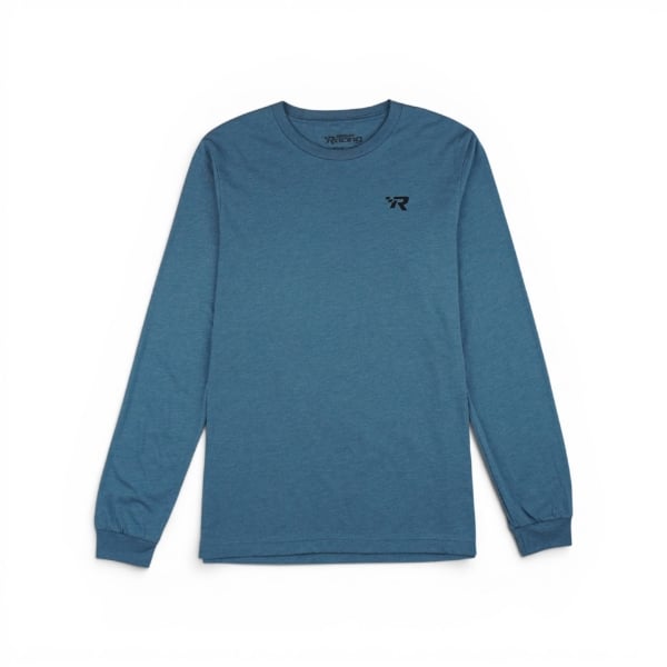Front view of Mercury Racing 1973 Long Sleeve Performance Tee in Heather Blue