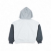 Back of Mercury Racing Women's Crop hoodie showing block hoodie with tri-colored hoodie.