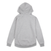 Back of Gray sweatshirt with hood up