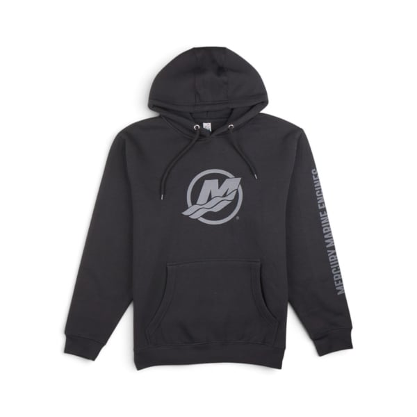 Black Mercury Stealth Series Hoodie, front view with tonal circular logo on chest