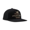 Black Mercury Racing Max Performance Cap, side angled view showing structured crown and racing graphic