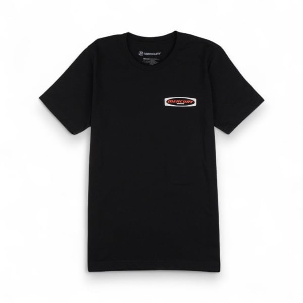 Black Wave Tee from front showing print on left chest